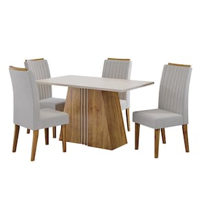 Mesa de Jantar 4 Cadeiras Viero Lumina Estofada Veludo - MARFIM - 1