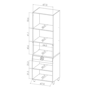 Paneleiro Nesher Simone Mendes em MDF 15mm com 4 Portas, 1 Gaveta e 3 Prateleiras - 70cm de largura - Carvalho/Greige