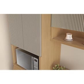 Paneleiro Nesher Simone Mendes em MDF 15mm com 4 Portas, 1 Gaveta e 3 Prateleiras - 70cm de largura - Carvalho/Greige