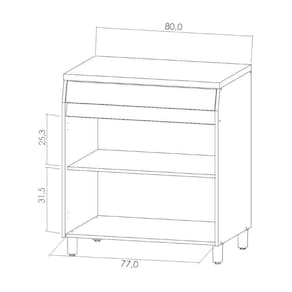 Balcão Nesher Simone Mendes com 2 Portas, 1 Gaveta e 1 Prateleira - 80cm de largura - Carvalho/Greige - 2