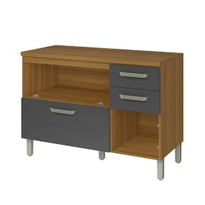 Balcão Nesher Princesa com 2 Portas, 3 Gavetas e 1 Prateleira - 120cm de largura - Freijó/Grafite - 1