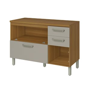 Balcão Nesher Princesa com 2 Portas, 3 Gavetas e 1 Prateleira - 120cm de largura - Freijó/Off White - 1