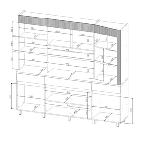 Cozinha Compacta Nesher Realeza com 5 Portas, 2 Gavetas e 2 Prateleiras - 220cm de largura - 3
