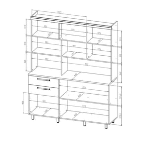 Cozinha Compacta Nesher Nobreza com 5 Portas, 2 Gavetas e 2 Prateleiras - 160cm de largura - 3