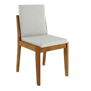 Conjunto com 2 Cadeiras de Jantar Nesher Lady em Madeira com Estofado em Linho – Amadeirado - 1