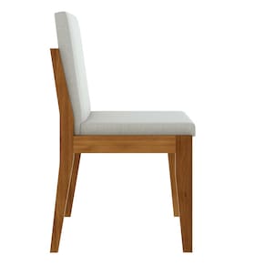 Conjunto com 2 Cadeiras de Jantar Nesher Lady em Madeira com Estofado em Linho – Amadeirado - 2