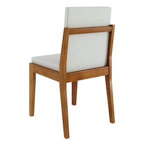 Conjunto com 2 Cadeiras de Jantar Nesher Lady em Madeira com Estofado em Linho – Amadeirado - 3