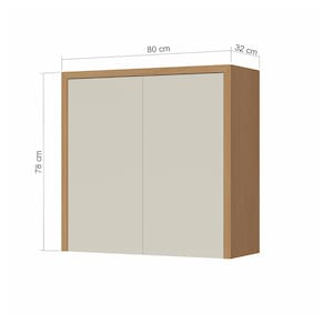 Armário Aéreo Nesher Condessa em MDF 15mm com 2 Portas e 1 Prateleira - 80cm de largura – Carvalho/Greige
