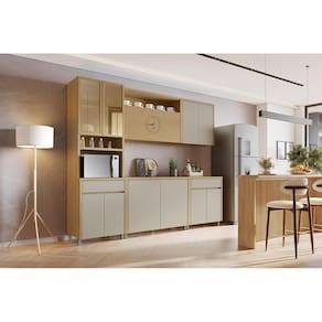 Armário Aéreo Nesher Condessa em MDF 15mm com 2 Portas e 1 Prateleira - 80cm de largura – Carvalho/Greige