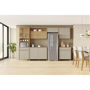 Armário Aéreo Nesher Condessa em MDF 15mm com 2 Portas e 1 Prateleira - 80cm de largura – Carvalho/Greige