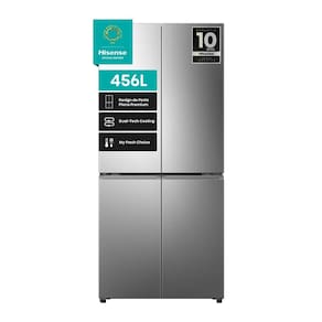 Geladeira 456L Hisense RQ5P470 Side By Side Multi Door Inverter Wi-Fi Metal Cooling Prateleiras de Vidro Inox