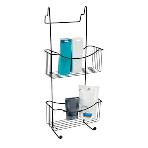 Suporte para Box Utimil Preto 60x25x16cm Aço Epóxi Brilhante Ponteiras em PVC Organização Banheiro - 1