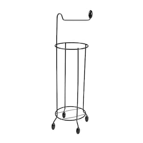 Suporte de Papel Higiênico Utimil de Chão Preto 52x14x14cm Aço Epóxi Brilhante 4 Rolos Funcional e Compacto