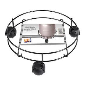 Porta Botijão de Gás Utimil Preto PR513 9x30x30cm Aço Epóxi com Rodízios Resistente e Prático - 1