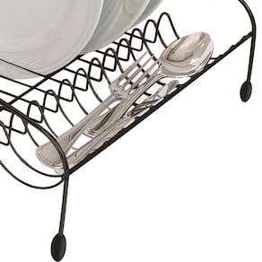 Escorredor de Louças para 12 Pratos Utimil em Aço Cromado - Preto - 2