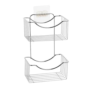 Suporte Porta Shampoo Sabonete Parede 31x19x11cm Fixação Adesiva Aço Cromado