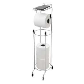 Suporte Papel Higiênico Utimil de Chão 4 Rolos Prateleira Compacto Elegante Cromado - 1