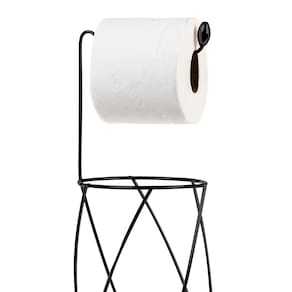 Suporte para Papel Higiênico Utimil Preto Aço Epóxi com Ponteiras PVC Design Sofisticado - 2
