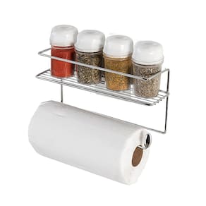 Suporte para Condimentos e Papel Toalha de Parede Utimil Cromado com 4 Potes Fixação Adesiva e Design Compacto - 1