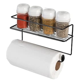 Suporte para Condimentos e Papel Toalha de Parede Utimil Pintura Epóxi Preto com 4 Potes, Fixação Adesiva e Design Compacto - 1