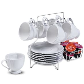 Suporte para Xícaras Pires Cápsulas Café Utimil Cromado com 6 Ganchos 25x19x29,5cm - 1