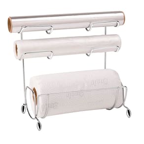 Porta Rolos Bancada Utimil Para Papel Toalha Alumínio 25,5x27x15cm Estrutura em Aço Cromado - 1