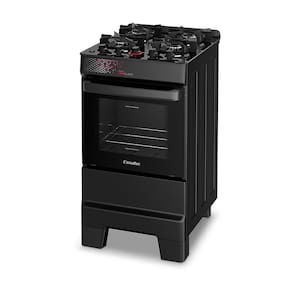 Fogão Esmaltec IDEAL Top Glass T4VAP Preto 4 Bocas com Mesa de Vidro e Acendimento Automático Forno 50L – Bivolt