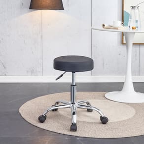 Cadeira Giratória Mocho Conthey PU Base Cromada Altura Ajustável Preta - 1