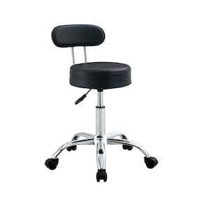 Cadeira Mocho com Encosto Conthey PU Base Giratória Cromada Altura Ajustável - Preta - 1