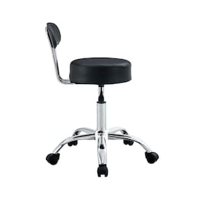 Cadeira Mocho com Encosto Conthey PU Base Giratória Cromada Altura Ajustável - Preta - 2