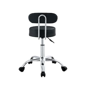 Cadeira Mocho com Encosto Conthey PU Base Giratória Cromada Altura Ajustável - Preta - 3