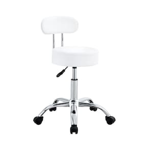Cadeira Mocho com Encosto Conthey PU Base Giratória Cromada Altura Ajustável - Branca - 1