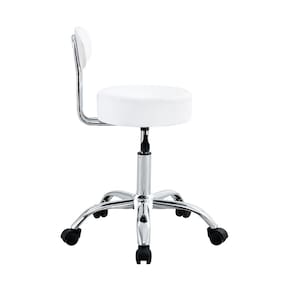 Cadeira Mocho com Encosto Conthey PU Base Giratória Cromada Altura Ajustável - Branca - 2