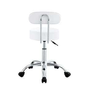 Cadeira Mocho com Encosto Conthey PU Base Giratória Cromada Altura Ajustável - Branca - 3