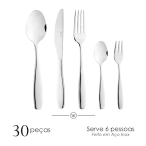 Faqueiro 30 Peças Aço Inox Wolff Cannes Design Sofisticado Alta Durabilidade - FAQUEIRO 30 PECAS DE ACO INOX CANNES WOLFF - 1