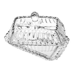 Manteigueira Retangular Wolff Império 17x9x8,5cm Cristal com Tampa Decorativa - MANTEIGUEIRA RET DE CRIST C/TAMPA 17X9X8,5 WOLFF - 1