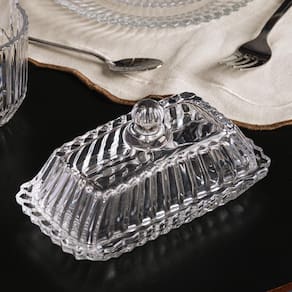 Manteigueira Retangular Wolff Império 17x9x8,5cm Cristal com Tampa Decorativa - MANTEIGUEIRA RET DE CRIST C/TAMPA 17X9X8,5 WOLFF - 2