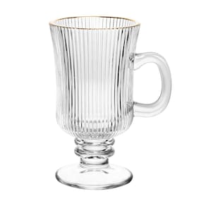 Conjunto 4 Taças para Cappuccino Wolff 240ml Vidro com Fio de Ouro Lines Elegante - CJ TACAS P/CAPPUC D/VIDRO LINES 240ML 4PCS WOLFF - 2