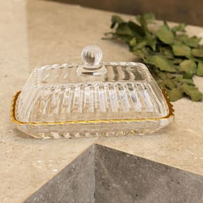 Manteigueira Retangular Wolff Império 15,5x7,5x8,5cm Cristal com Tampa e Fio de Ouro - MANTEIGUEIRA RET IMPERATRIZ 15,5X7,5X8,5CM WOLFF - 3