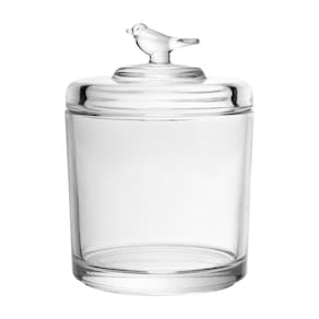 Pote de Cristal Ecológico Wolff 10,5x10,5x14,5cm Bird com Tampa em Alto-Relevo - POTE DE CRISTAL ECO BIRD 10,5X10,5X14,5 WOLFF - 1