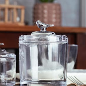 Pote de Cristal Ecológico Wolff 10,5x10,5x14,5cm Bird com Tampa em Alto-Relevo - POTE DE CRISTAL ECO BIRD 10,5X10,5X14,5 WOLFF - 3