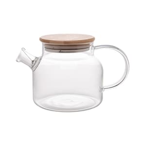 Chaleira de Vidro Wolff 600ml com Tampa de Bambu Resistente ao Calor - CHALEIRA DE VIDRO RESISTENTE A CALOR 600ML WOLFF - 1