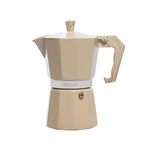 Cafeteira Italiana Wolff 300ml em Alumínio Cabo Plástico 6 Doses Bege Fosca - CAFET ITALIANA DE ALUMINIO CABO FOSCO 300ML WOLFF - 1