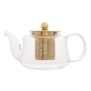 Chaleira de Vidro Wolff 600ml com Difusor Dourado em Inox e Vidro Resistente ao Calor - CHALEIRA DE VIDRO RESISTENTE A CALOR 600ML WOLFF - 1