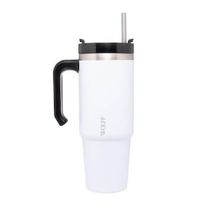 Caneca Térmica Wolff SlimTerm 890ml com Canudo, Parede Dupla e Base Ergonômica Branca - CANECA TERMICA PAREDE SLIMTERM BRANCA 890ML WOLFF - 2