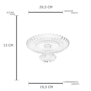 Prato para Bolo com Pé Wolff Geneva Cristal 30x13cm Design Sofisticado - PRATO DE BOLO DE CRISTAL COM PE GENEVA 30X13 WOLFF - 3