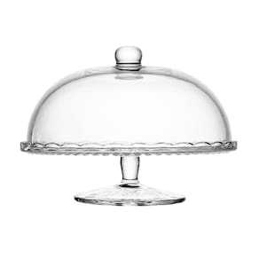 Prato para Bolo com Pé Wolff Bangkok 29x21cm Vidro com Tampa Base Elegante - PRATO DE BOLO BANGKOK 29X21CM WOLFF - 1