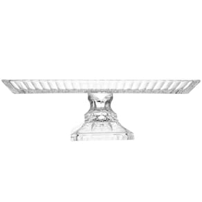 Travessa com Pé Wolff Lys Cristal 34x17x11cm Design Retangular Pé Elevado - TRAV CRISTAL COM PE LYS 34CM X 17CM X 11CM WOLFF - 1
