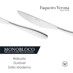 Faqueiro 30 Peças Wolff Verona Aço Inox Design Contemporâneo Alta Durabilidade - FAQUEIRO 30 PECAS DE ACO INOX VERONA WOLFF - 3