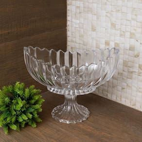 Centro de Mesa com Pé de Cristal Wolff Geneva Oval 28x15x23cm Design Luxuoso - CENTRO DE MESA CRISTAL GENEVA 28X15X23 WOLFF - 2